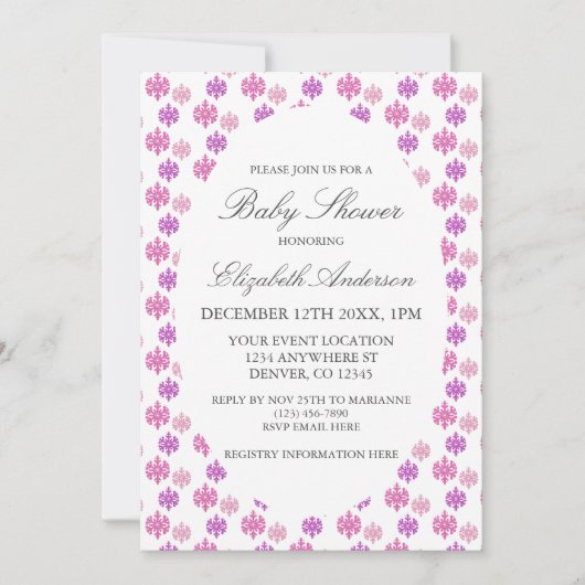 Snowflake Winter Baby shower Kaart (Voorkant)