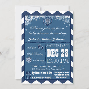 Snowflake Winter Baby shower Kaart