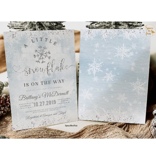Snowflake Winter Baby shower Kaart
