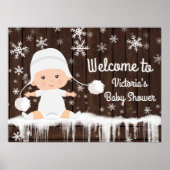 Snowflake Winter Baby shower Sign. Poster (Voorkant)