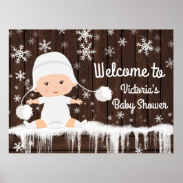 Snowflake Winter Baby shower Sign. Poster