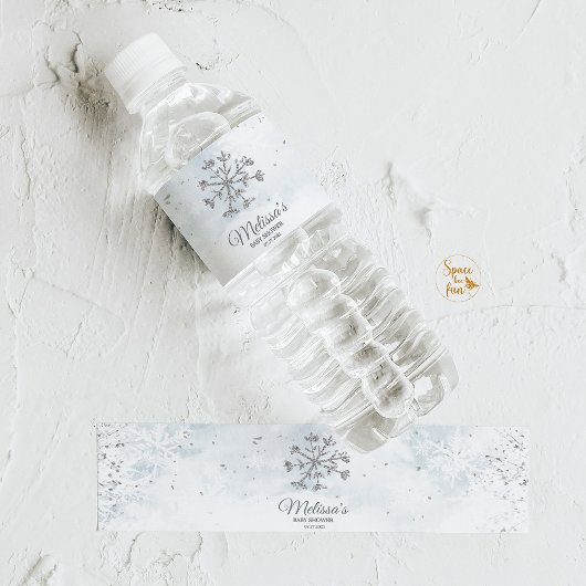 Snowflake Winter Baby shower Waterfles Etiket