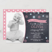 Snowflake Winter Birthday Invitations Kaart (Voorkant / Achterkant)