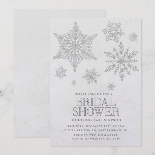 Snowflake Winter Bridal Shower Kaart (Voorkant / Achterkant)