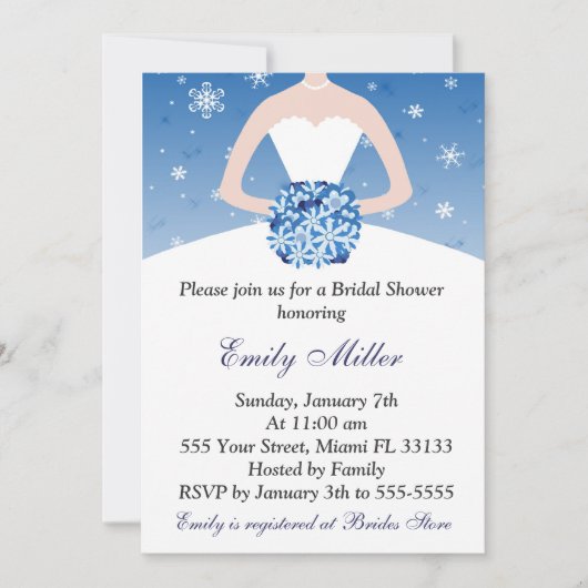 Snowflake Winter Bridal Shower Kaart (Voorkant)