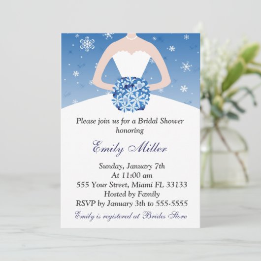 Snowflake Winter Bridal Shower Kaart (Staand voorkant)