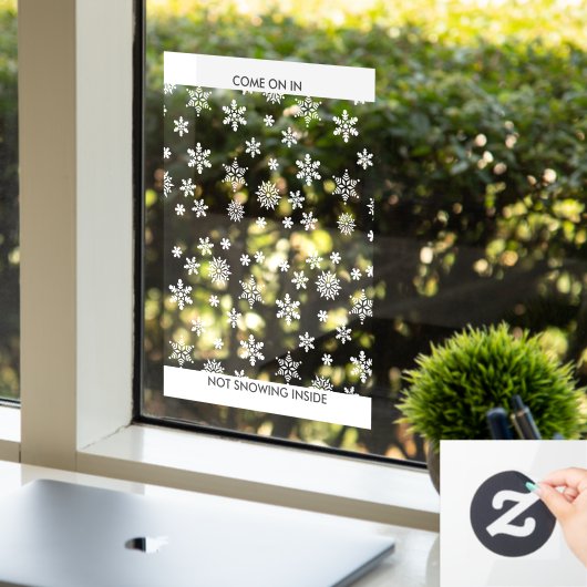 Snowflake Winter Business of Home Entry 8x11 & Up Raamsticker (Kantoor)