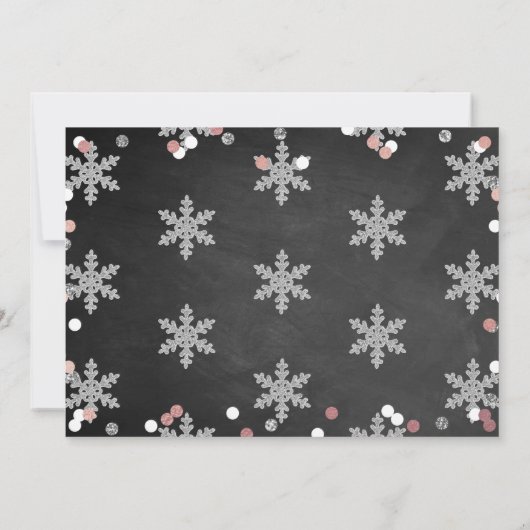 Snowflake Winter Chalkboard 1st Birthday Foto Bedankkaart (Achterkant)