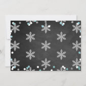 Snowflake Winter Chalkboard 1st Birthday Foto Bedankkaart (Achterkant)