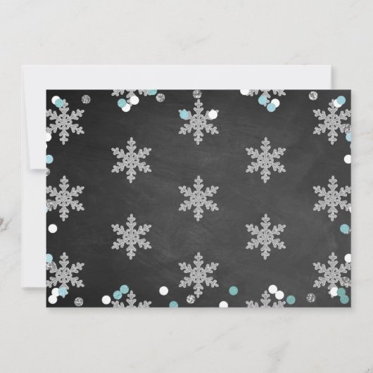 Snowflake Winter Chalkboard 1st Birthday Foto Bedankkaart (Achterkant)