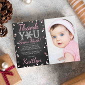 Snowflake Winter Chalkboard 1st Birthday Foto Bedankkaart