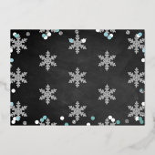 Snowflake Winter Chalkboard 1st Birthday Foto Folie Uitnodiging (Achterkant)
