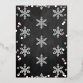 Snowflake Winter Chalkboard 1st Birthday Real Folie Uitnodiging (Achterkant)