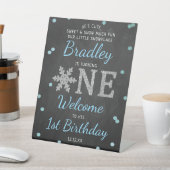 Snowflake Winter Chalkboard 1st Birthday Welkom Reclamebord Met Voetstuk (Insitu)
