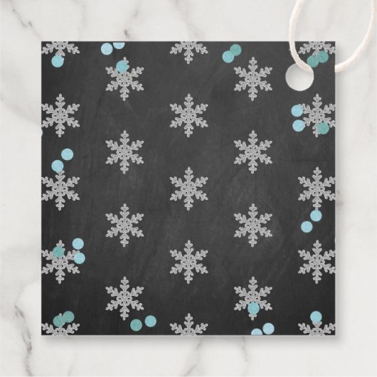Snowflake Winter Chalkboard 1ste verjaardag Bedankjes Labels (Achterkant)