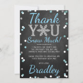 Snowflake Winter Chalkboard 1ste verjaardag Bedankkaart (Voorkant)
