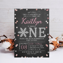Snowflake Winter Chalkboard 1ste verjaardag Kaart