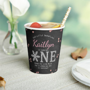 Snowflake Winter Chalkboard 1ste verjaardag Papieren Bekers