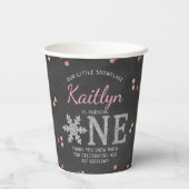 Snowflake Winter Chalkboard 1ste verjaardag Papieren Bekers (Achterkant)