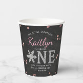 Snowflake Winter Chalkboard 1ste verjaardag Papieren Bekers (Voorkant)