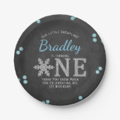 Snowflake Winter Chalkboard 1ste verjaardag Papieren Bordje (Voorkant)