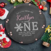 Snowflake Winter Chalkboard 1ste verjaardag Papieren Bordje