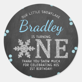 Snowflake Winter Chalkboard 1ste verjaardag Ronde Sticker