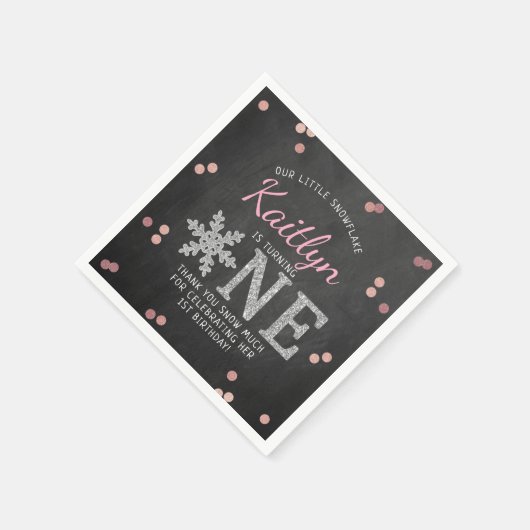 Snowflake Winter Chalkboard 1ste verjaardag Servet (Hoek)