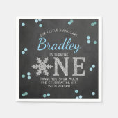 Snowflake Winter Chalkboard 1ste verjaardag Servet (Voorkant)
