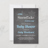 Snowflake Winter Chalkboard Blue Boys Baby shower Kaart (Voorkant)