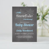 Snowflake Winter Chalkboard Blue Boys Baby shower Kaart (Staand voorkant)