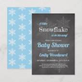 Snowflake Winter Chalkboard Blue Boys Baby shower Kaart (Voorkant / Achterkant)