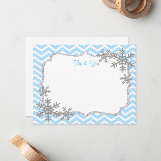 Snowflake Winter Dank je kaarten Notitiekaartje (Voorkant / Achterkant in situ)