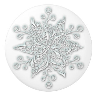 Snowflake Winter Decor Modern Ceramic Knob. Keramische Knop