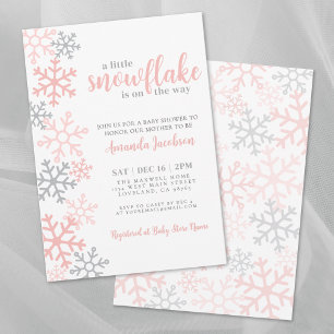Snowflake Winter Girl Baby shower Kaart