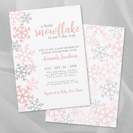Snowflake Winter Girl Baby shower Kaart