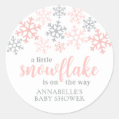 Snowflake Winter Girl Baby Shower Ronde Sticker (Voorkant)