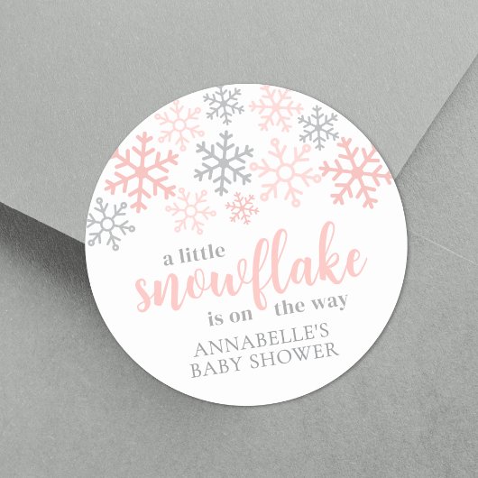 Snowflake Winter Girl Baby Shower Ronde Sticker