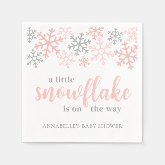 Snowflake Winter Girl Baby Shower Servet (Voorkant)
