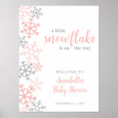 Snowflake Winter Girl Baby Shower Welcome Sign Poster (Voorkant)