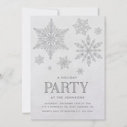 Snowflake Winter Holiday Party Uitnodiging (Voorkant)