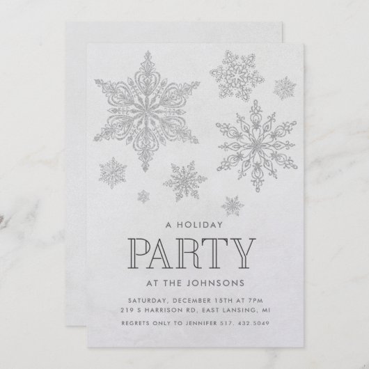 Snowflake Winter Holiday Party Uitnodiging (Voorkant / Achterkant)