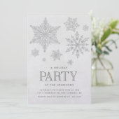 Snowflake Winter Holiday Party Uitnodiging (Staand voorkant)