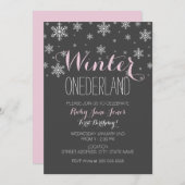 Snowflake Winter Nederland Eerste Verjaardag Roze Kaart (Voorkant / Achterkant)