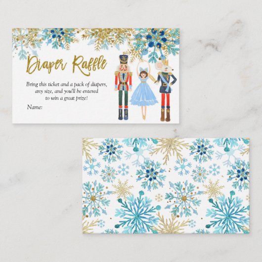 Snowflake Winter Nutkraker Diaper Raffle Informatiekaartje (Voorkant / Achterkant)