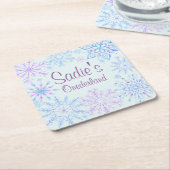 Snowflake Winter One-Derland First Birthday Kartonnen Onderzetters (Schuin)