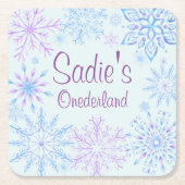 Snowflake Winter One-Derland First Birthday Kartonnen Onderzetters (Voorkant)