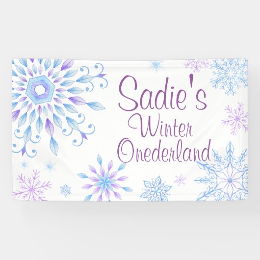 Snowflake Winter One-Derland First Birthday Spandoek (Horizontaal)