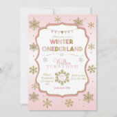Snowflake Winter Onederland Birthday Uitnodiging (Voorkant)