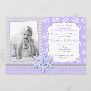 Snowflake Winter Onederland Birthday Uitnodiging